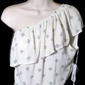 Amuse Boho Top Womens Gauze Peasant One Shoulder
